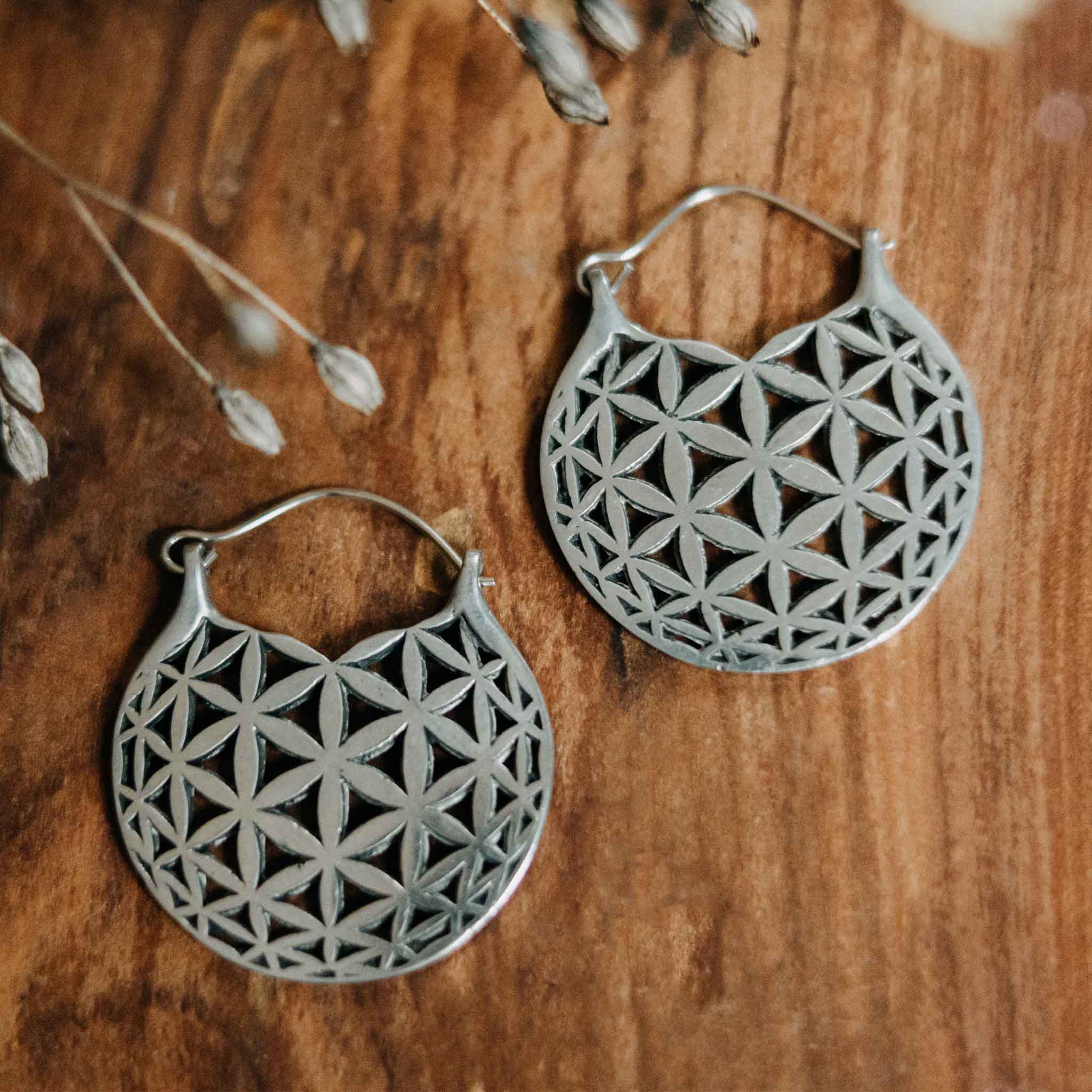 Ohrringe Blume des Lebens Silber