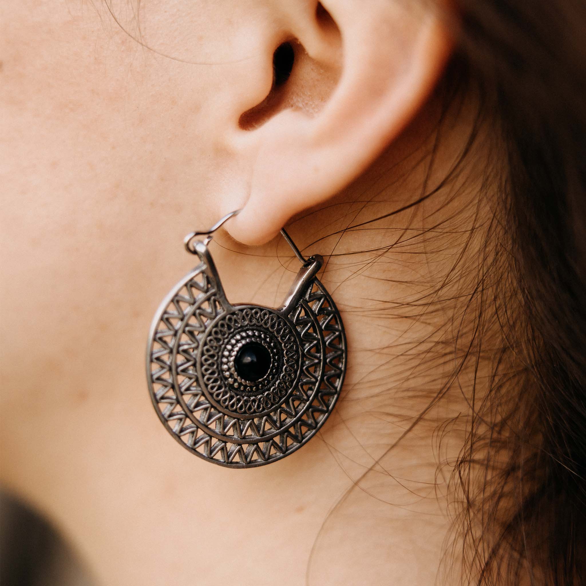 Ohrringe Aziza Silber Onyx