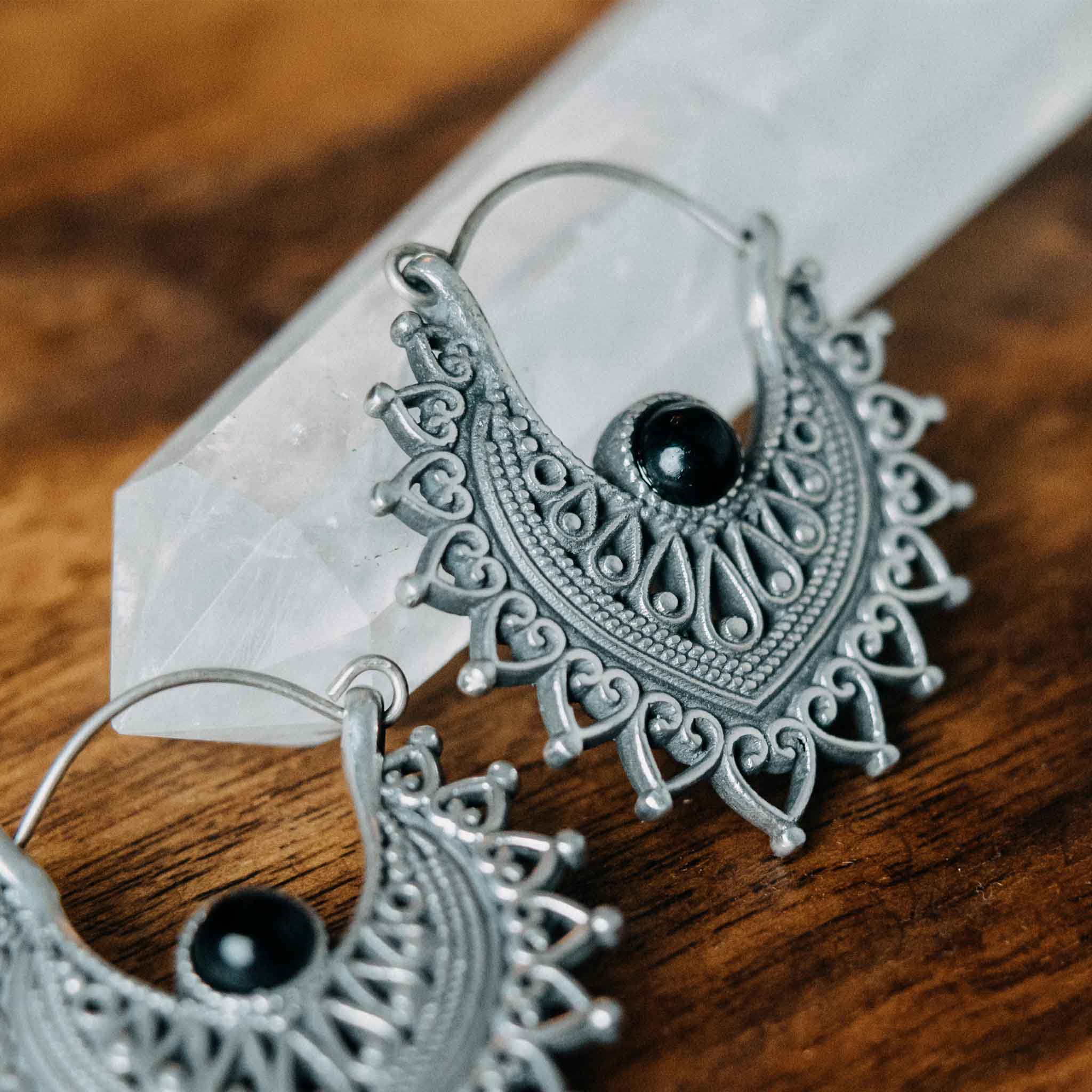 Ohrringe Menami Silber Onyx