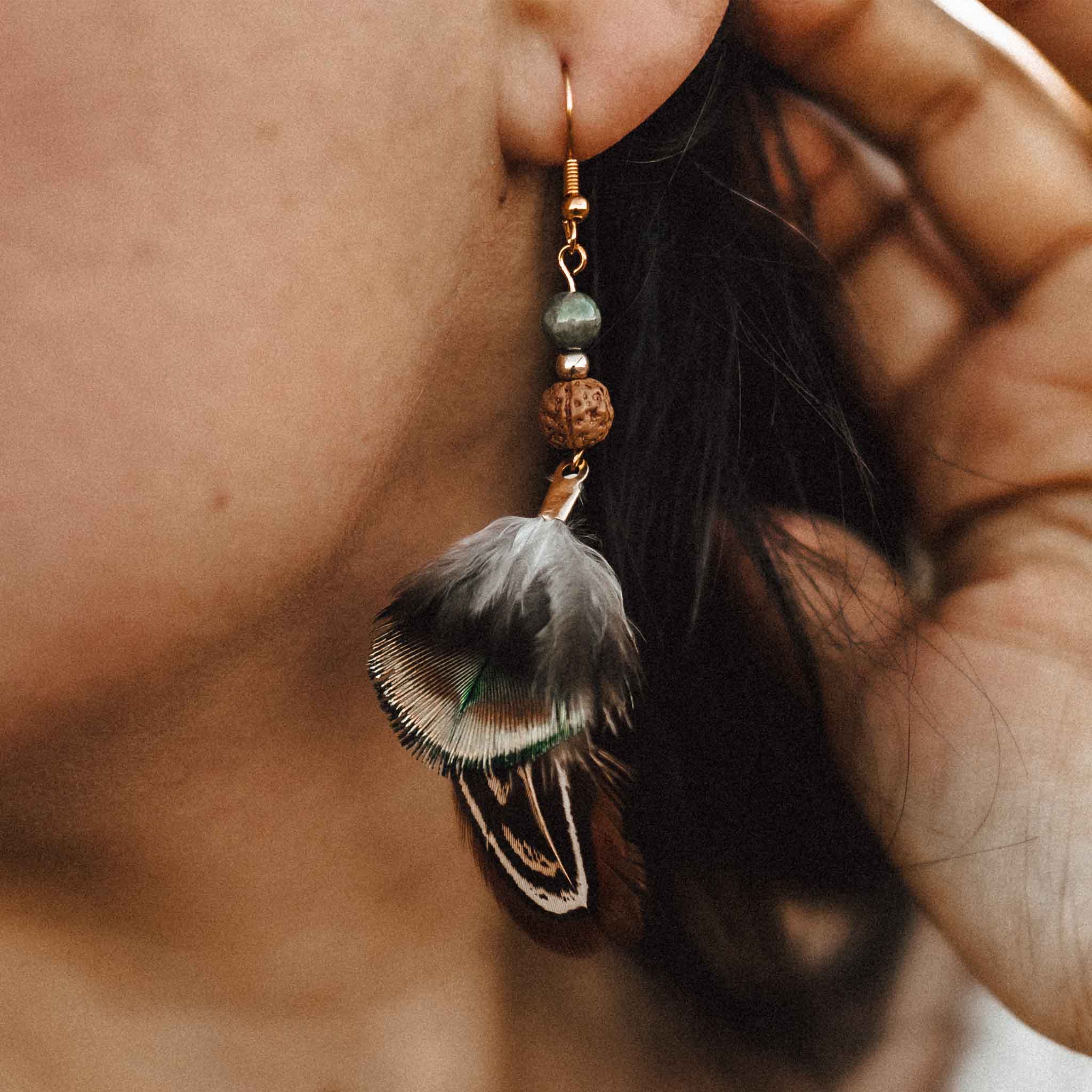 Turkey feather earrings discount