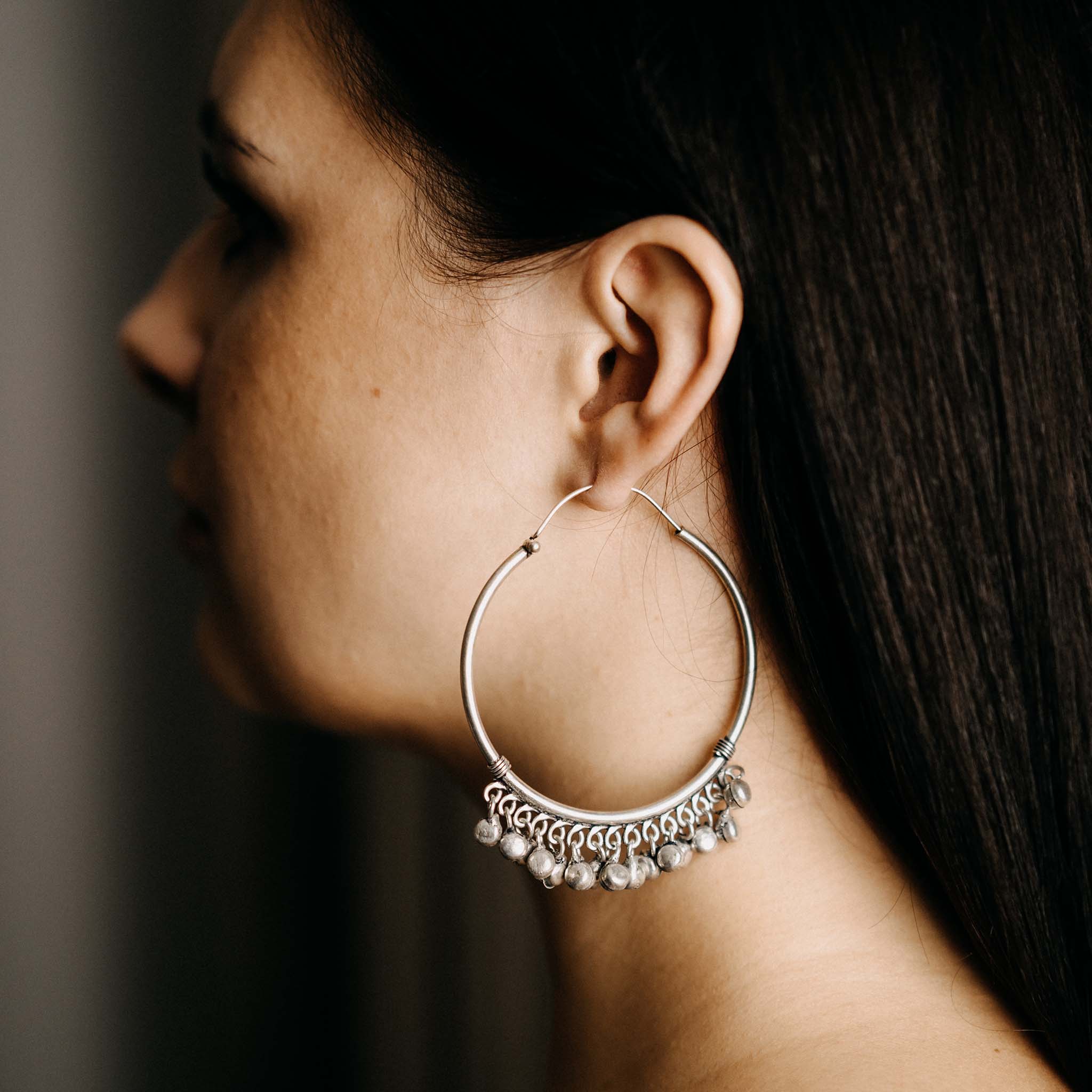 Devan Large Silver Earrings