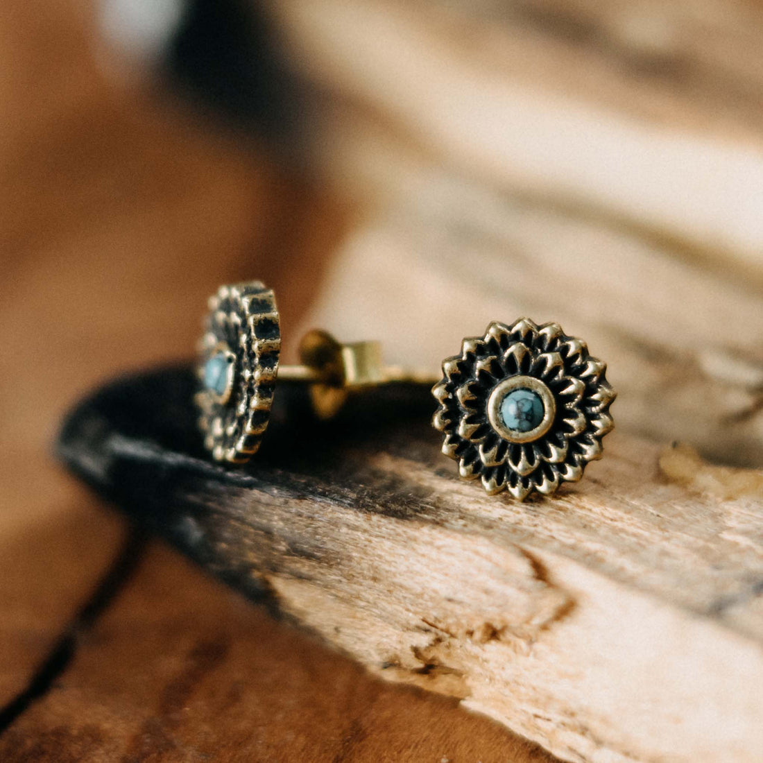 Azura Gold Turquoise Stud Earrings