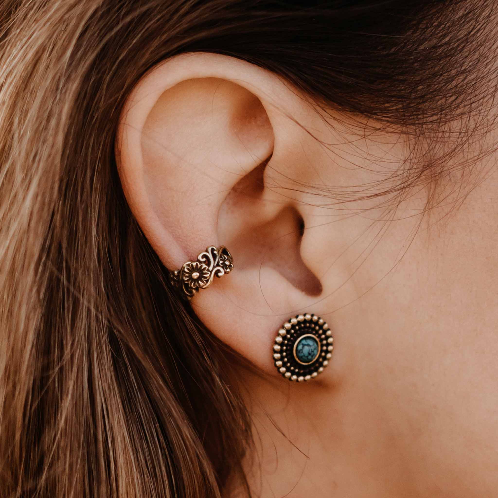 Stud Earrings Oriental Mandala Turquoise