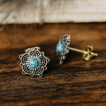 Mere Gold Turquoise Stud Earrings
