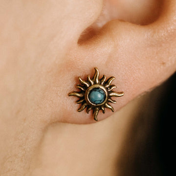 Anak Gold Turquoise Stud Earrings