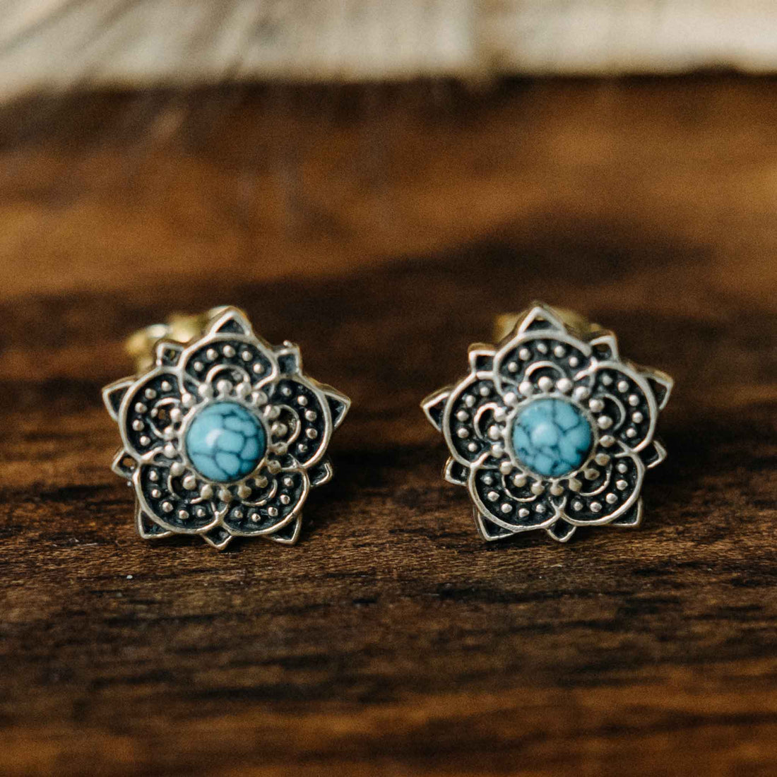 Mere Gold Turquoise Stud Earrings