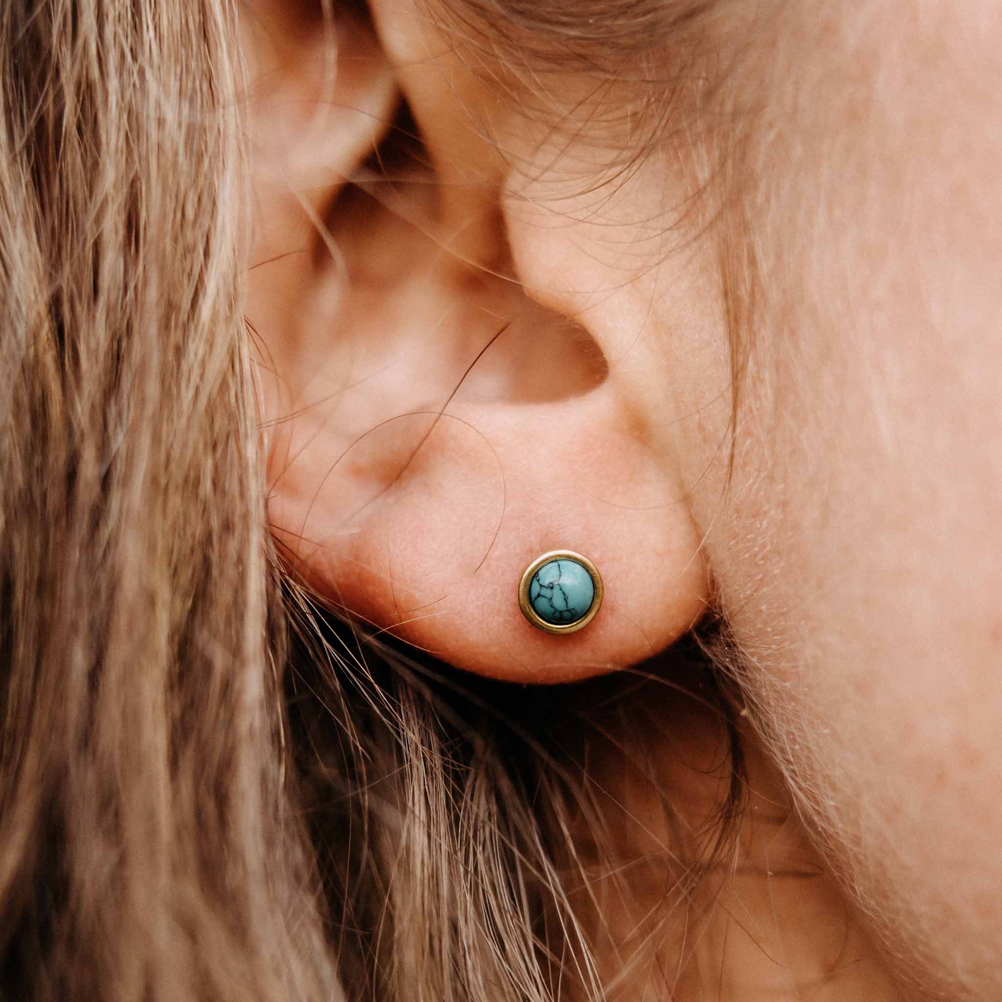 Stud Earrings Parth Gold Turquoise