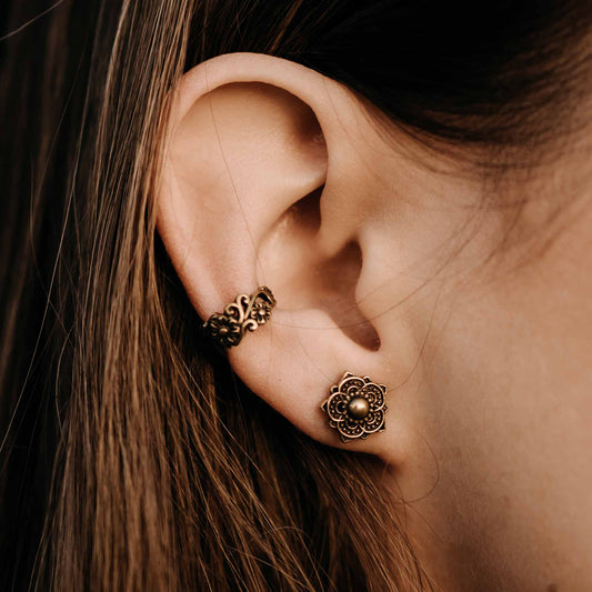 Stud Earrings Sacred Mandala Gold