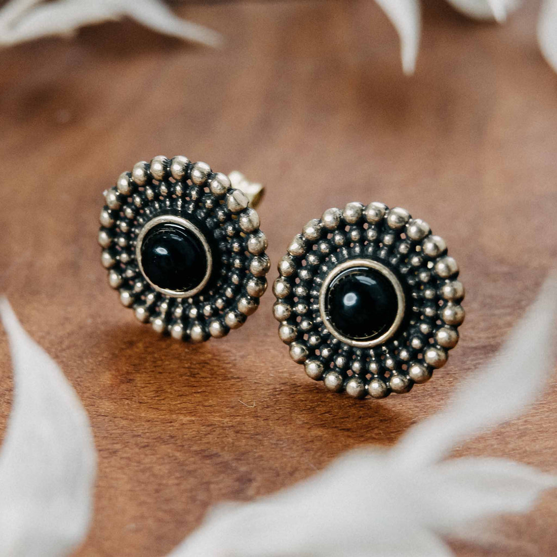 Kadek Gold Onyx Stud Earrings