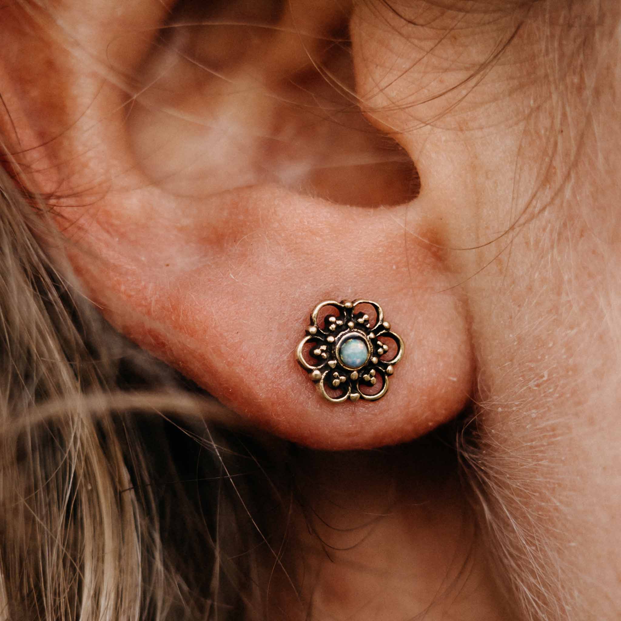 Parijat Gold Opal Stud Earrings