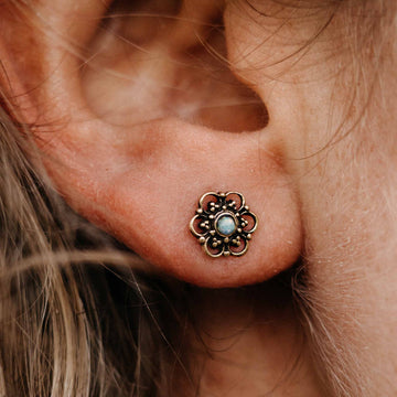 Parijat Gold Opal Stud Earrings