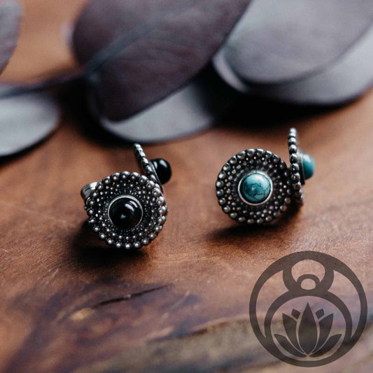 Pendientes de botón Oriental Mandala plata