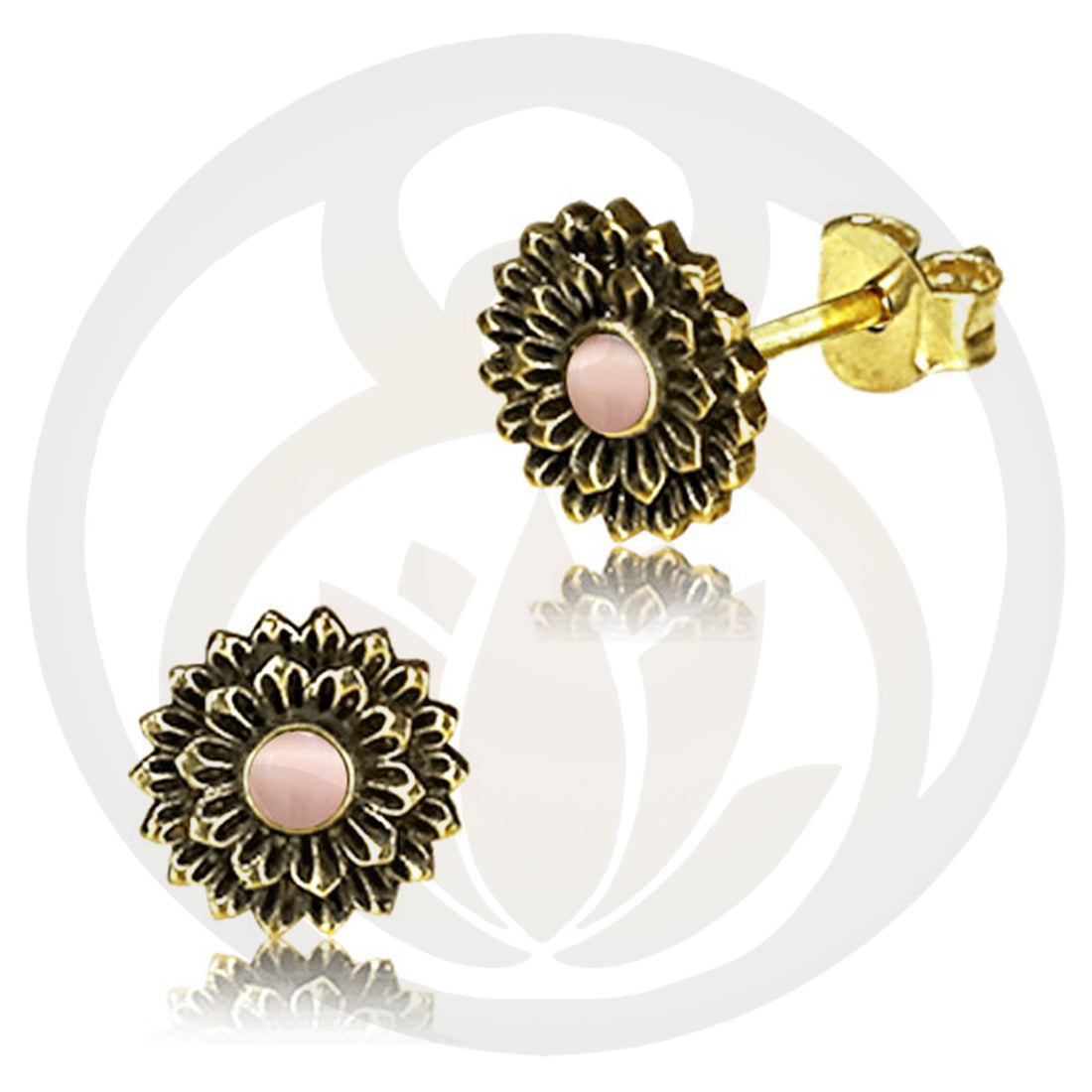 Azura Gold Rose Quartz Stud Earrings