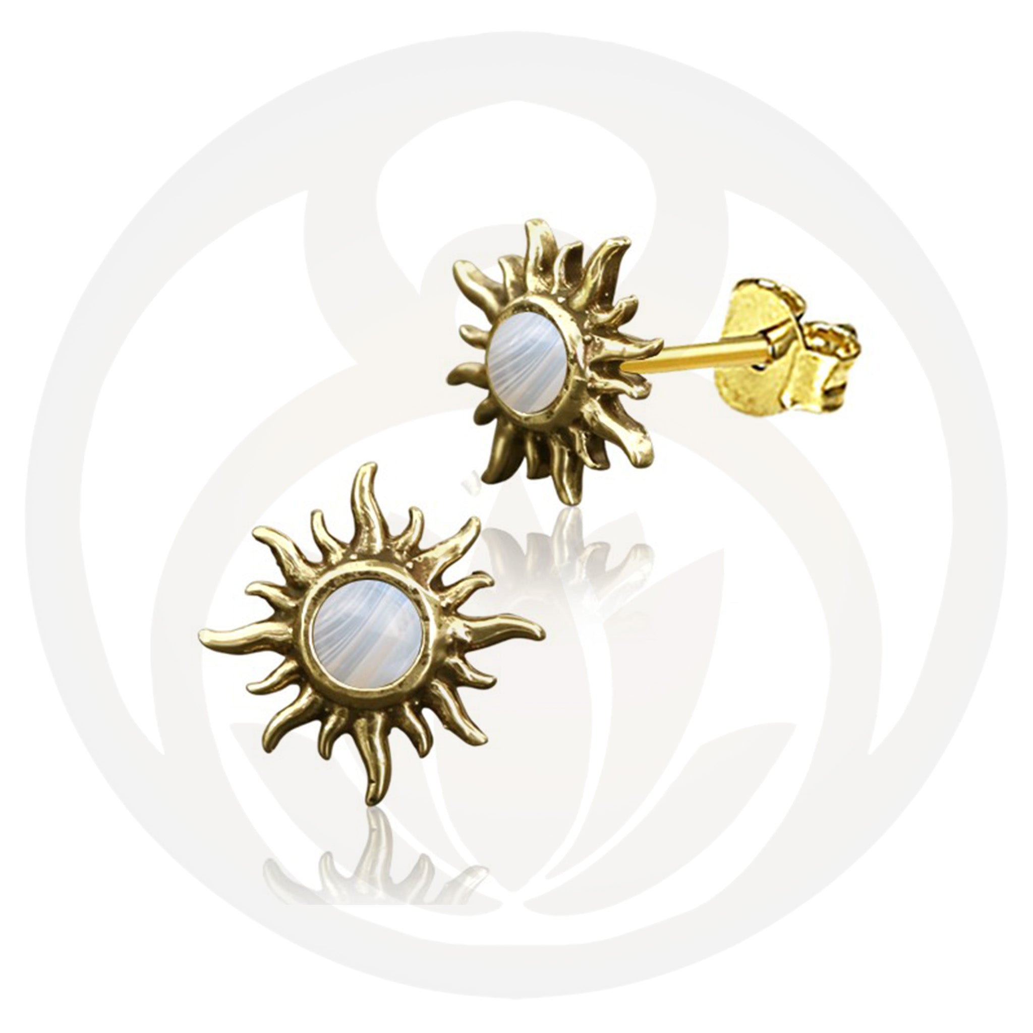 Anak Gold Agate Stud Earrings