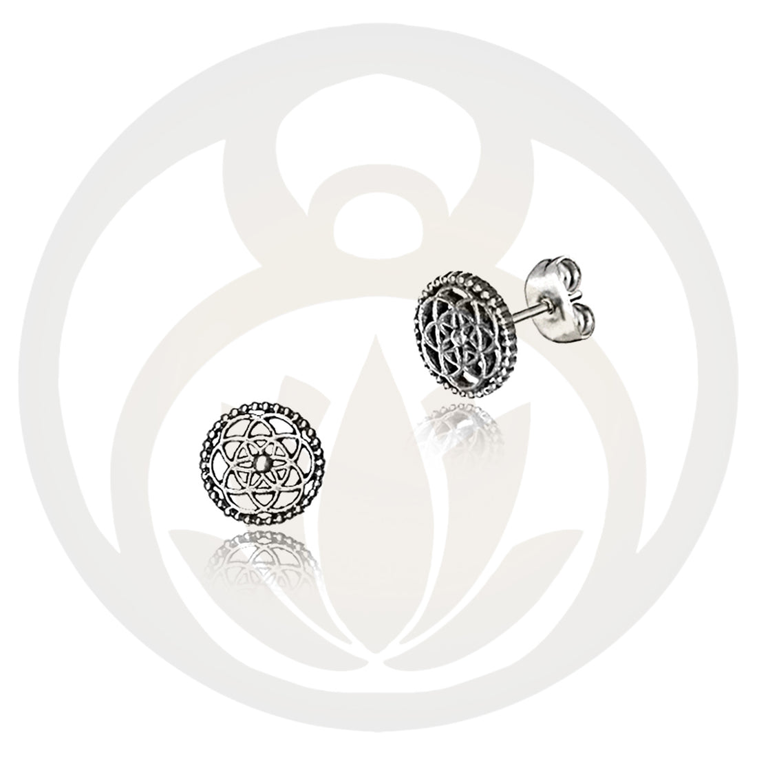 Flower of Life Silver Stud Earrings