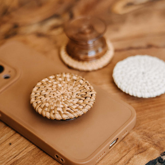 Popsocket Rattan braun/weiss