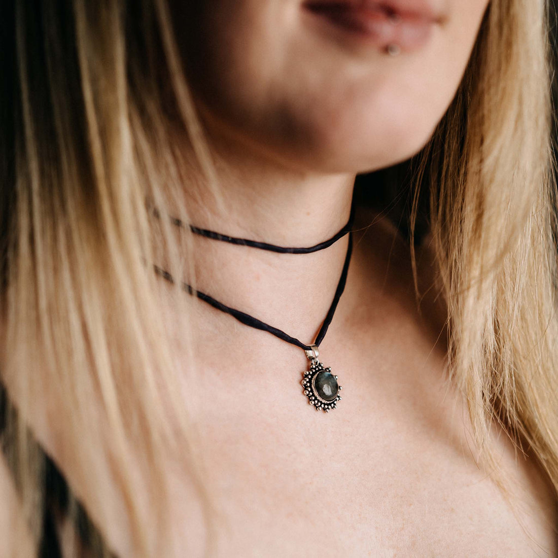 Deepa Labradoride Silver Pendant