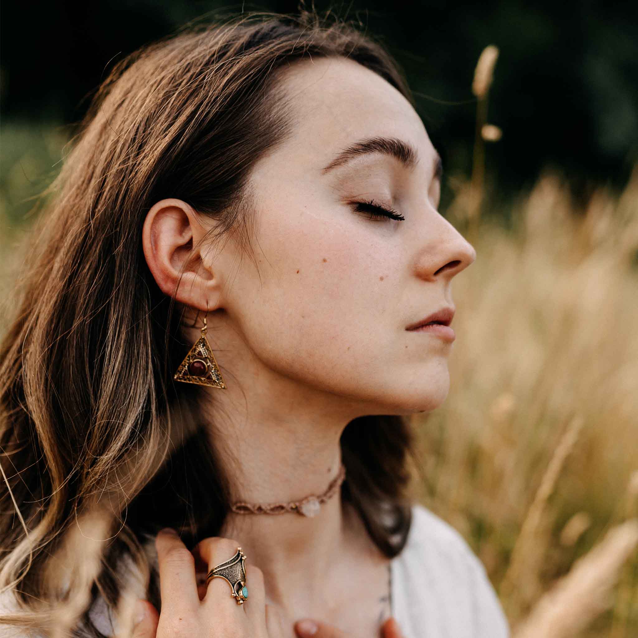 Ohrringe Triangle Gold Jaspis