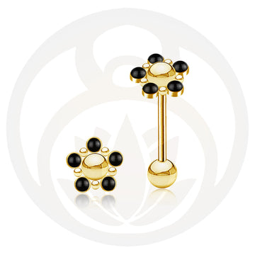 Zungenpiercing Mandala Gold Onyx