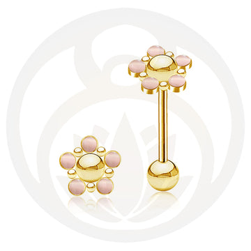 Zungenpiercing Mandala Gold Rosenquarz