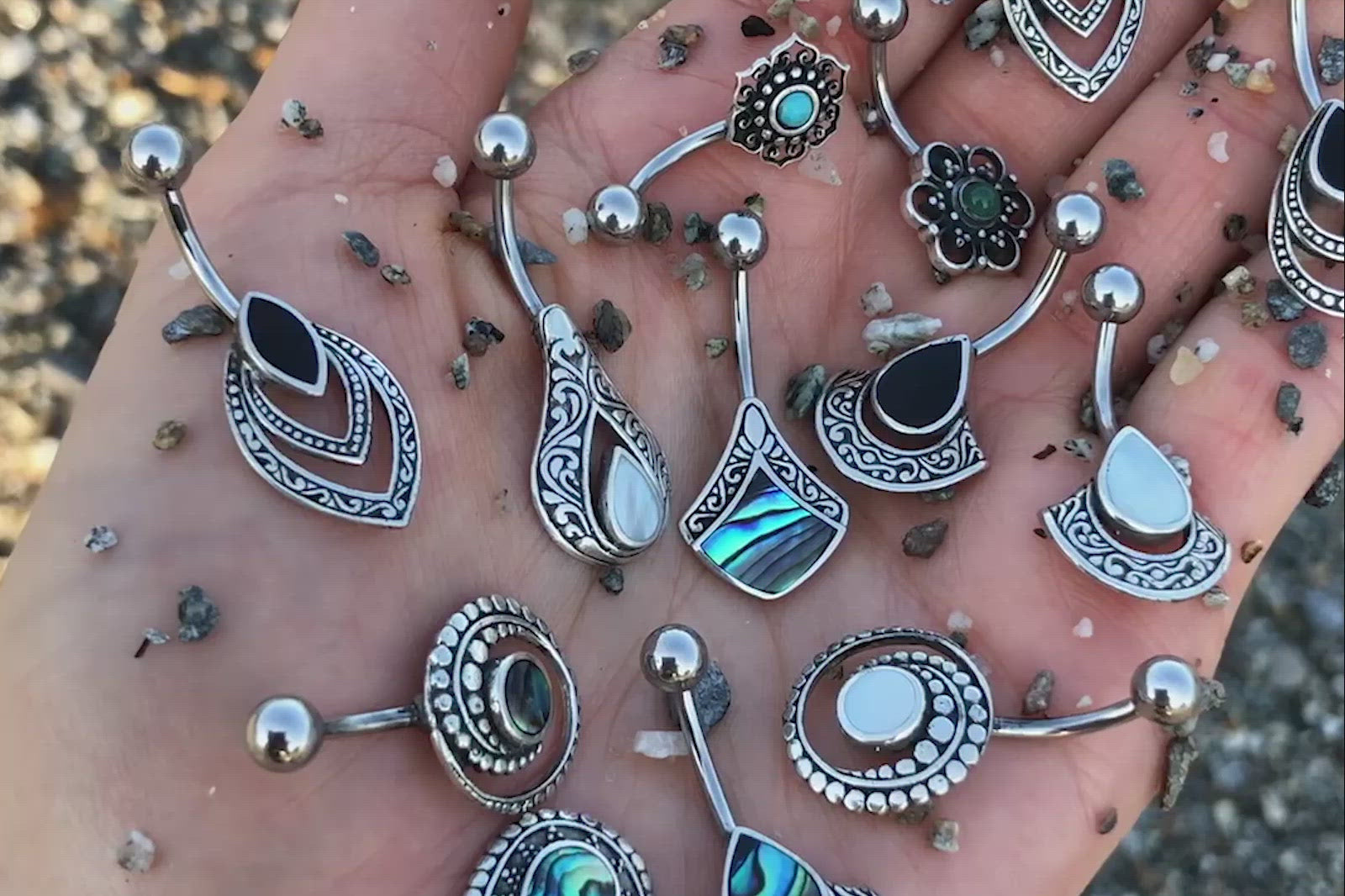 Belly Button Piercing Thor Healing Stone Silver