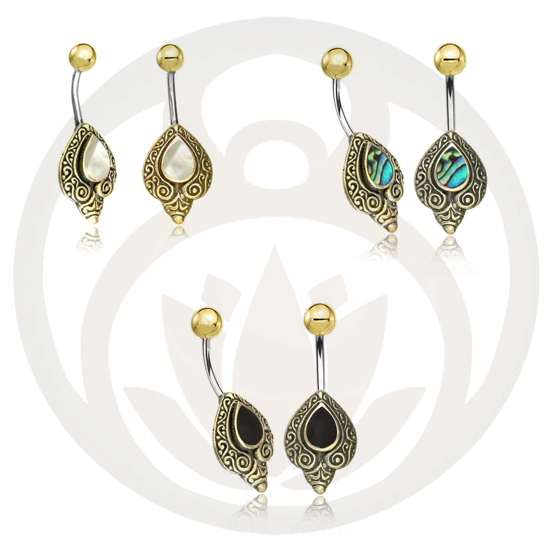 Belly Button Piercing Skadi Gold Healing Stone