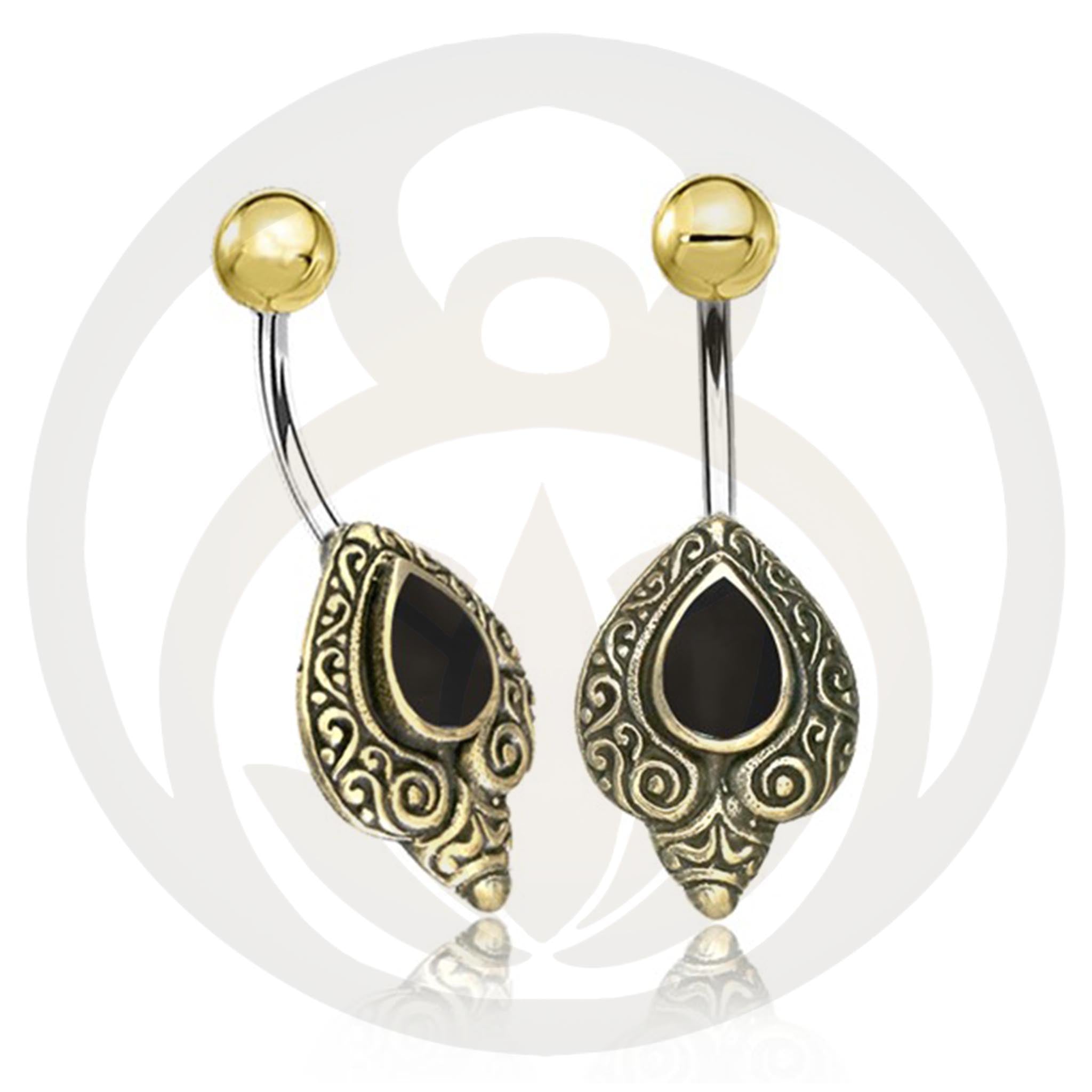 Belly Button Piercing Skadi Gold Healing Stone