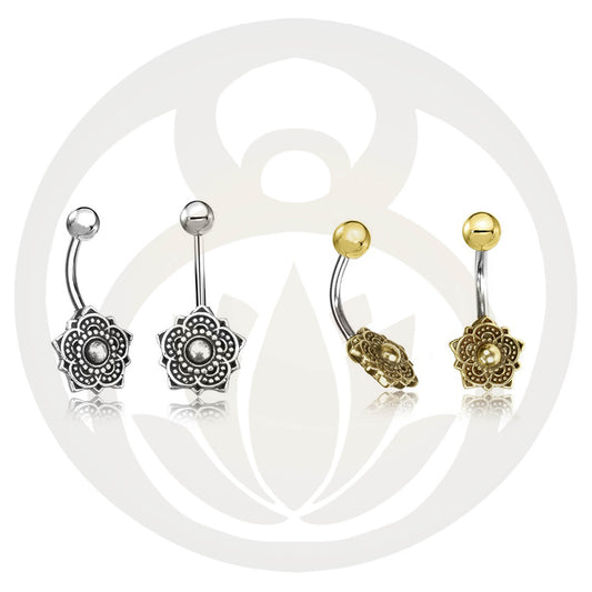 Bauchnabelpiercing Heiliges Mandala Gold / Silber