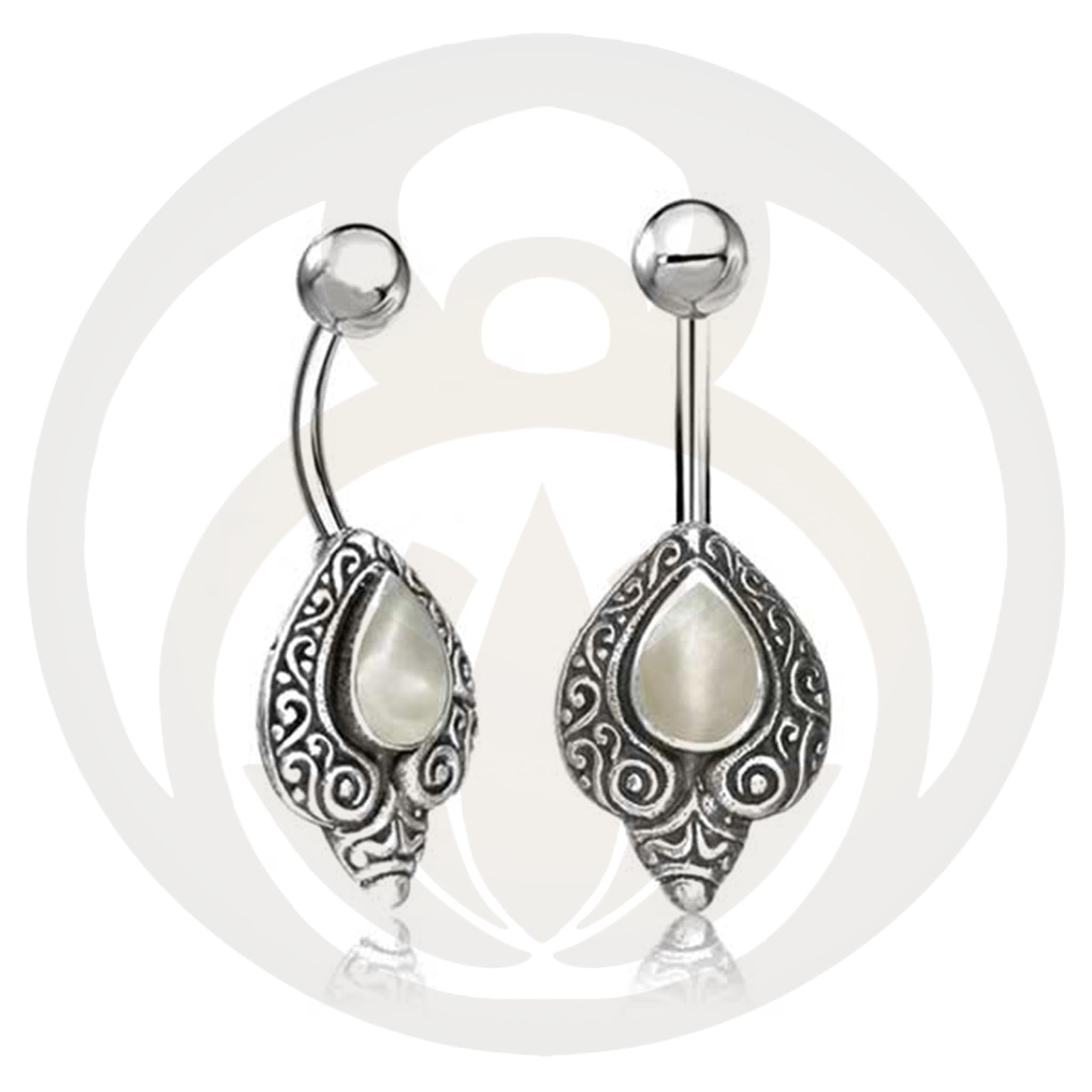 Belly Button Piercing Skadi Silver Healing Stone