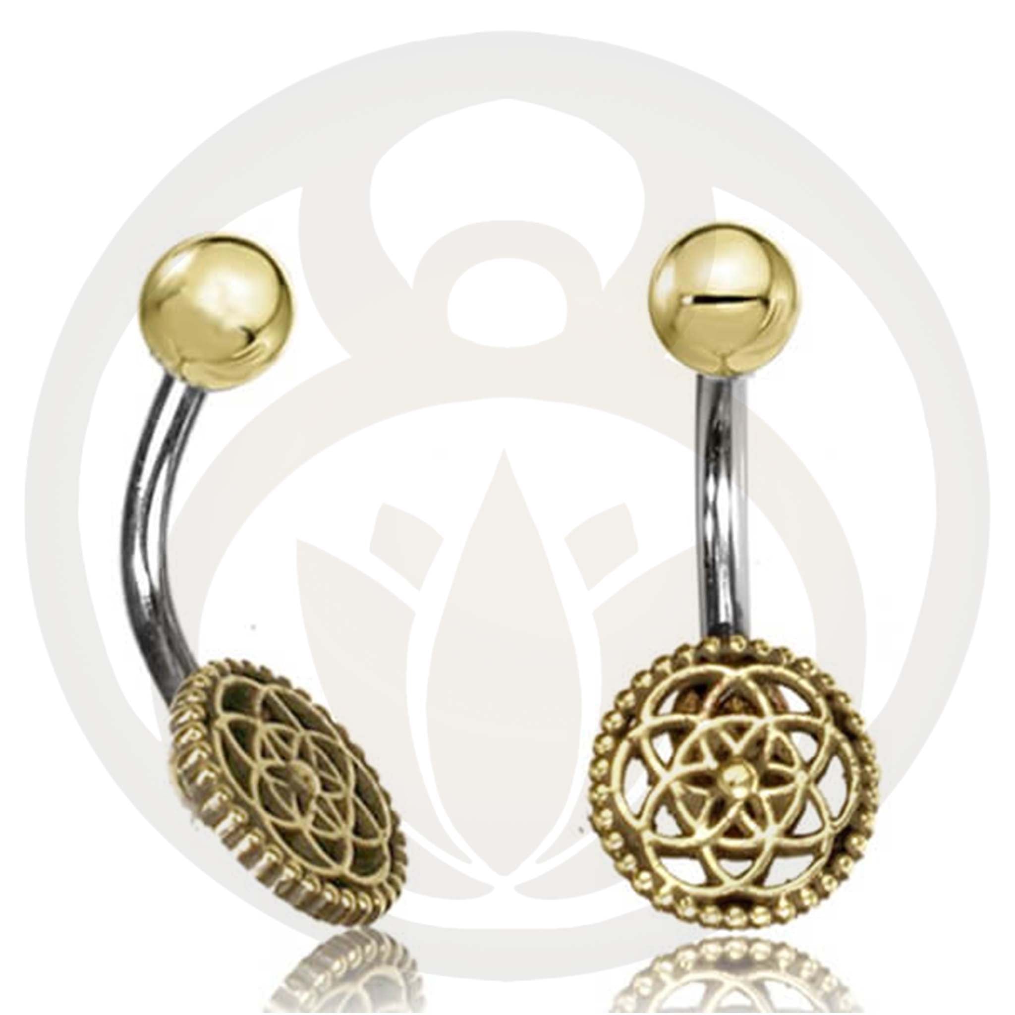 Belly Button Piercing Flower of Life Gold / Silver