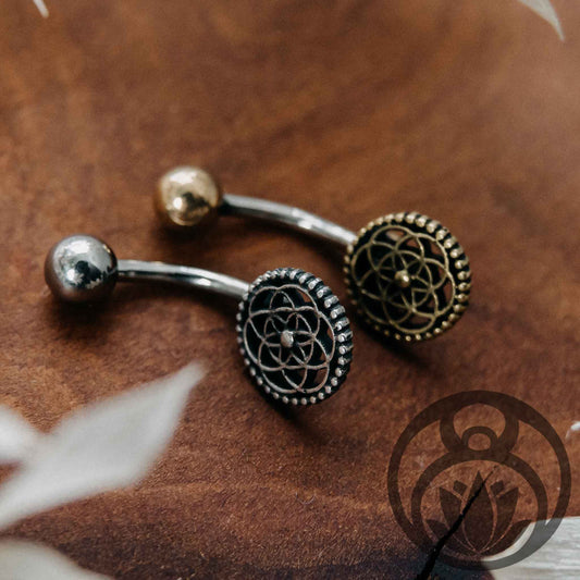 Belly Button Piercing Flower of Life Gold / Silver