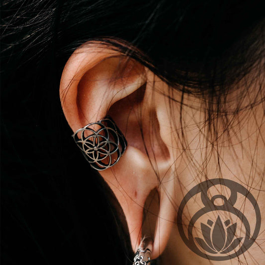 Ear Cuff  Flower of Life Gold Large