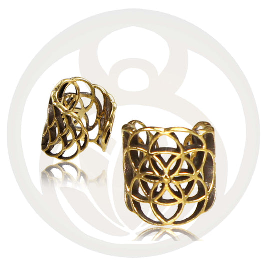 Ear Cuff  Flower of Life Gold Large