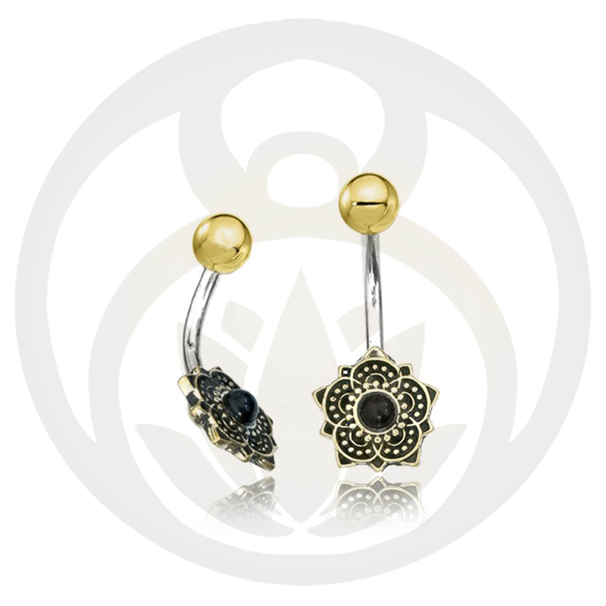 Belly Button Piercing Mandala Gold Healing Stone