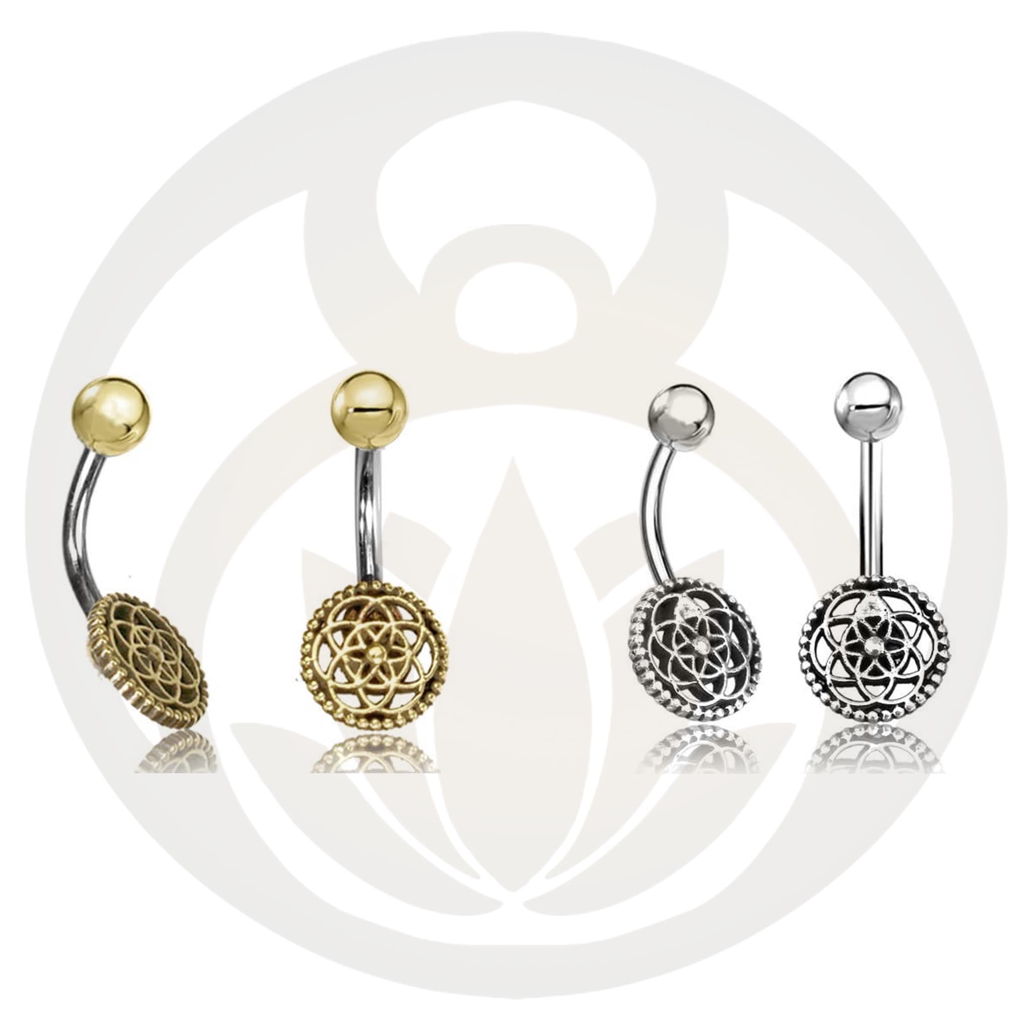 Belly Button Piercing Flower of Life Gold / Silver