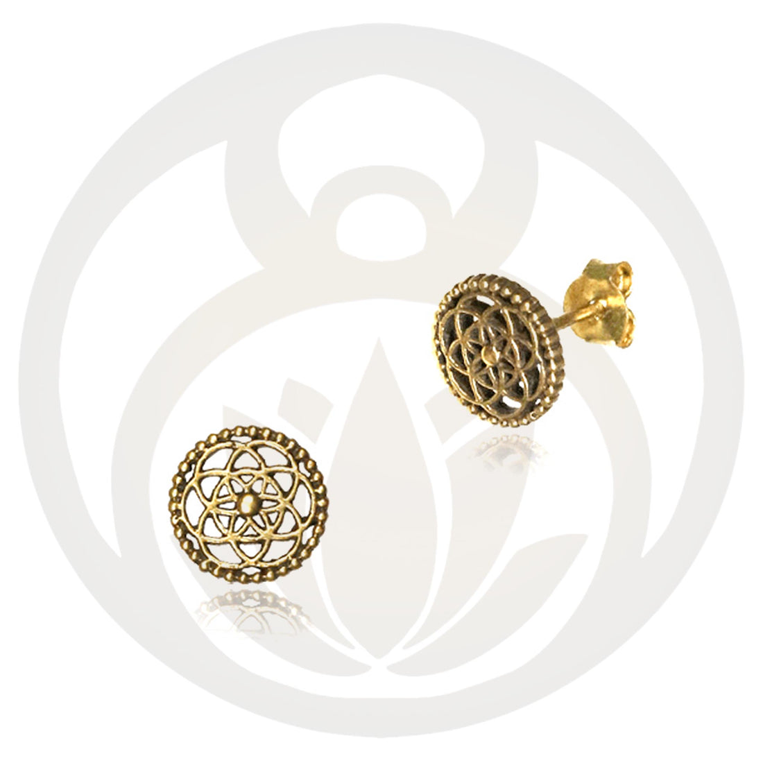 Ear studs flower of life gold