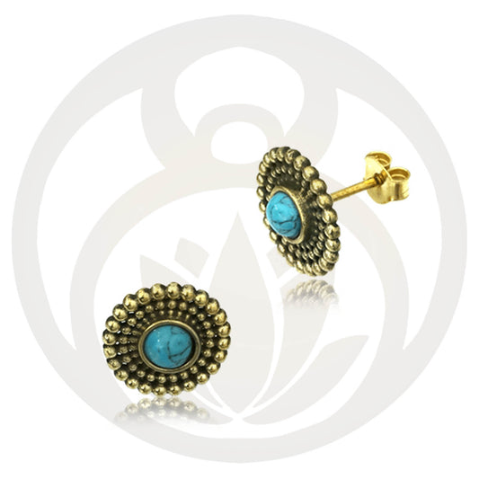 Stud Earrings Oriental Mandala Turquoise