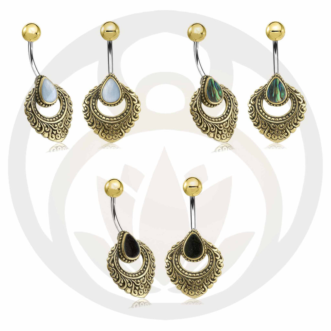 Belly Button Piercing Brynhild Gold Healing Stone