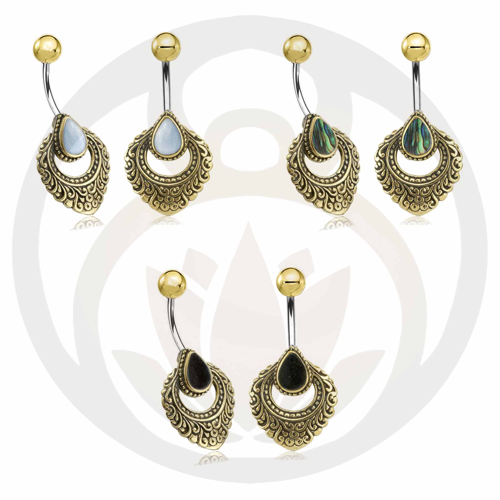 Belly Button Piercing Brynhild Gold Healing Stone