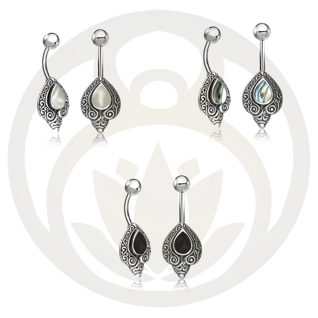 Belly Button Piercing Skadi Silver Healing Stone