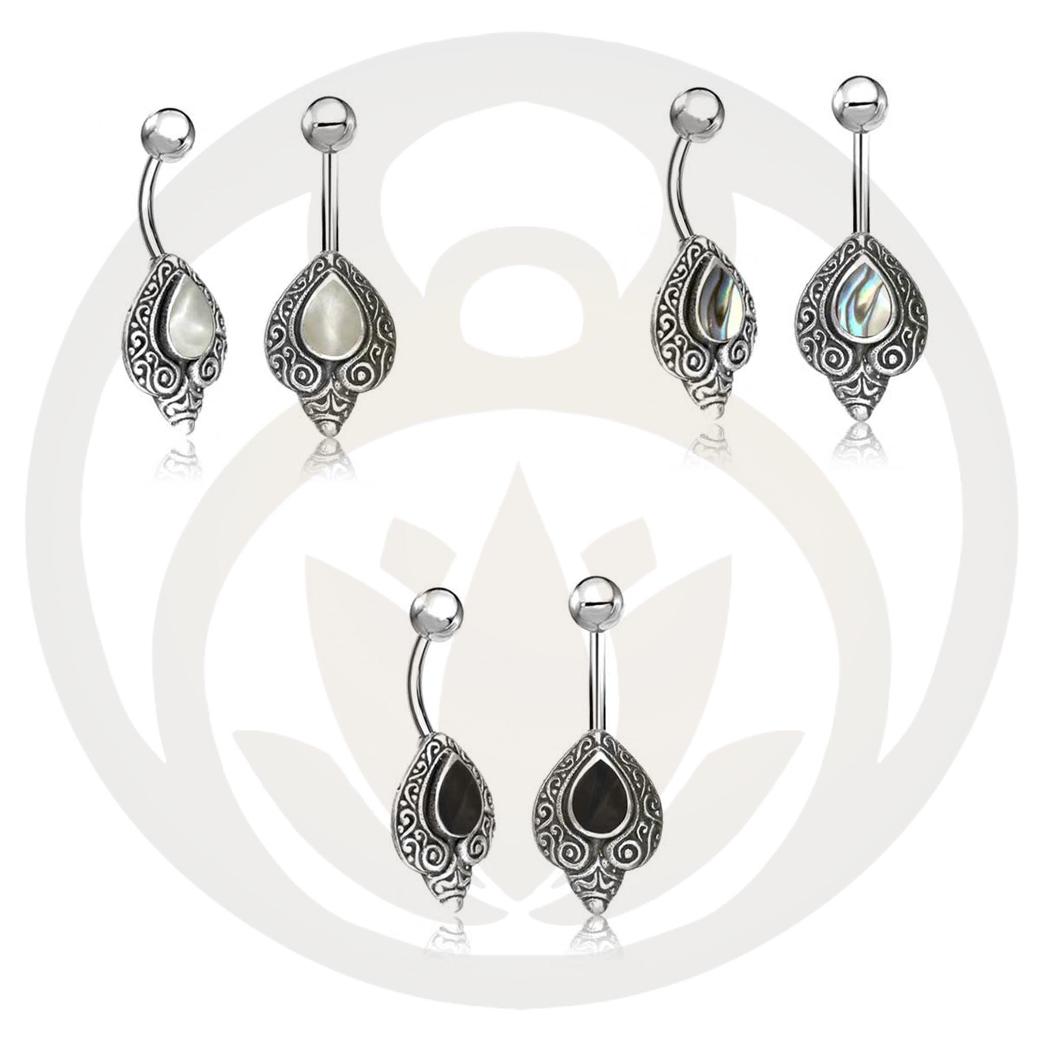 Belly Button Piercing Skadi Silver Healing Stone